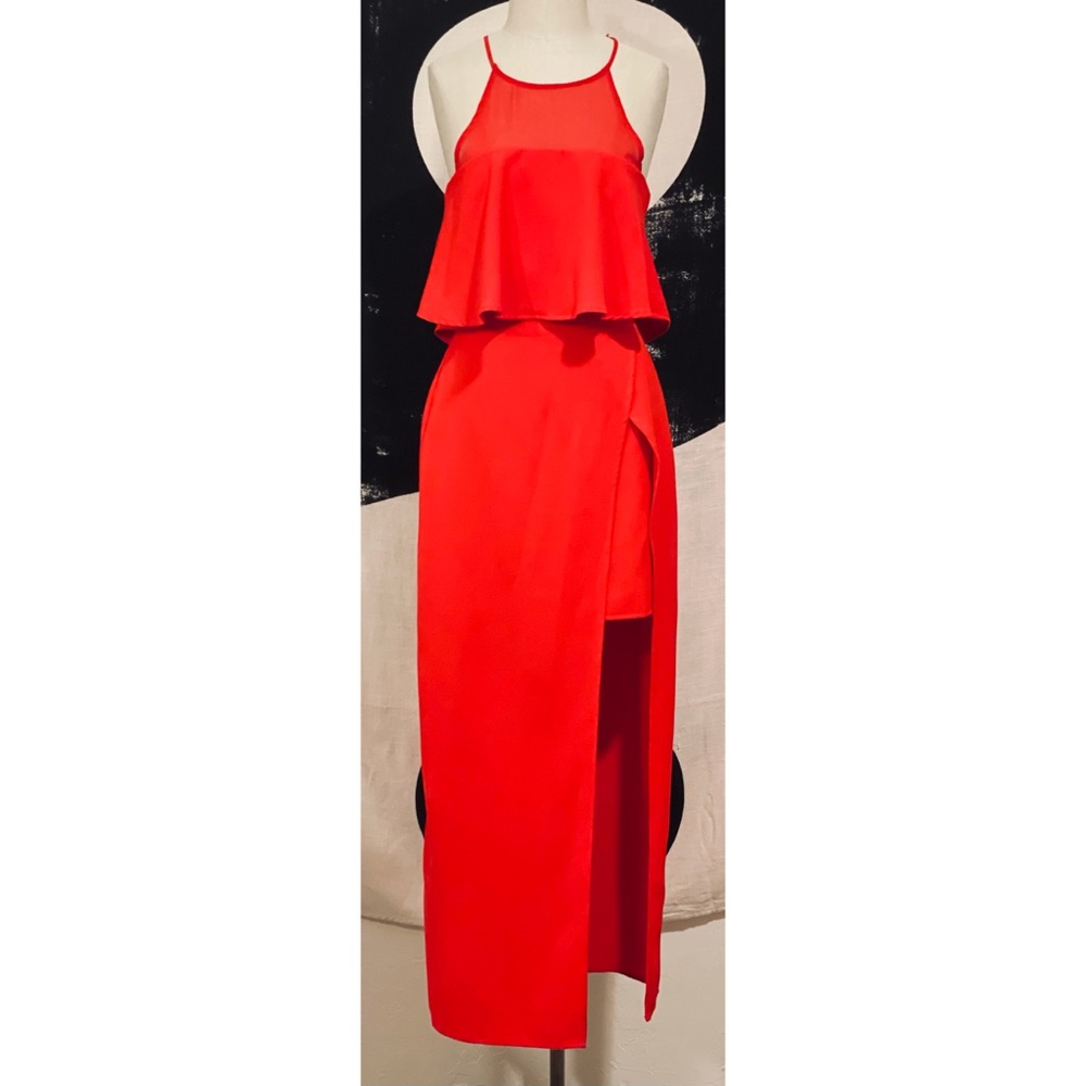Harlyn SM Red Full-Length Dress w/Peek-A-Boo Skirt